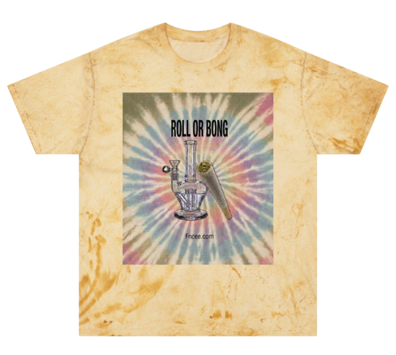 Tie-Dye 'Roll or Bong' Graphic Tee — Retro Psychedelic Smoking Shirt
