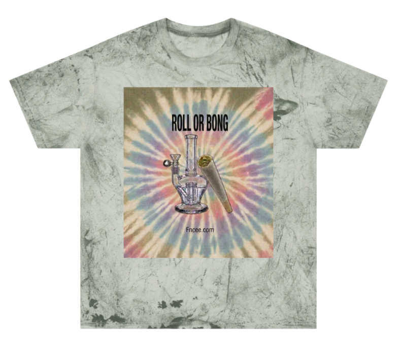 Tie-Dye 'Roll or Bong' Graphic Tee — Retro Psychedelic Smoking Shirt