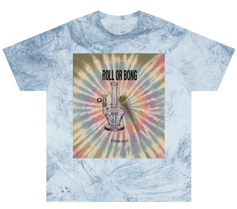 Tie-Dye 'Roll or Bong' Graphic Tee — Retro Psychedelic Smoking Shirt