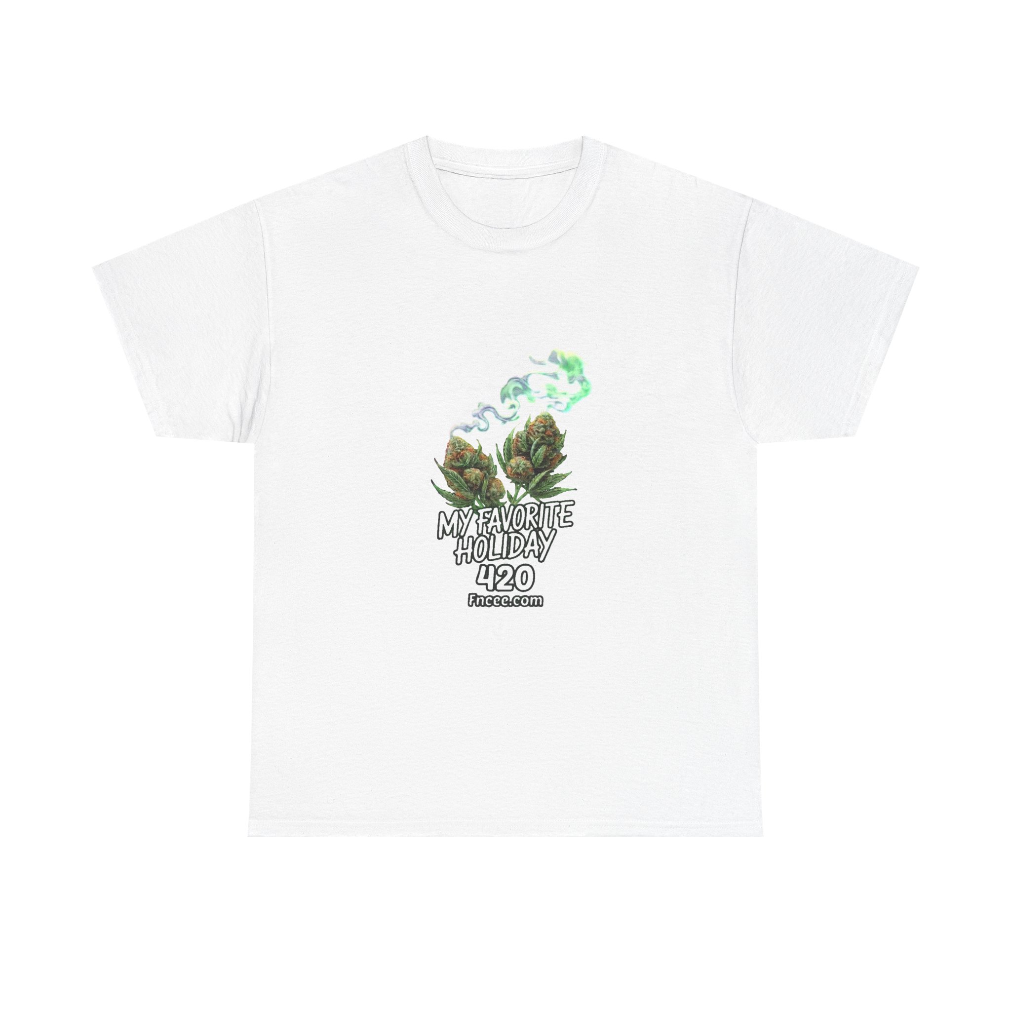 My Favorite Holiday 420 Tee — Green Smoke on Natural Cotton Shirt - Image 4