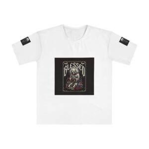 Blessed and Cursed Wrap Around Tee — All-Over Gothic Skeleton Shirt