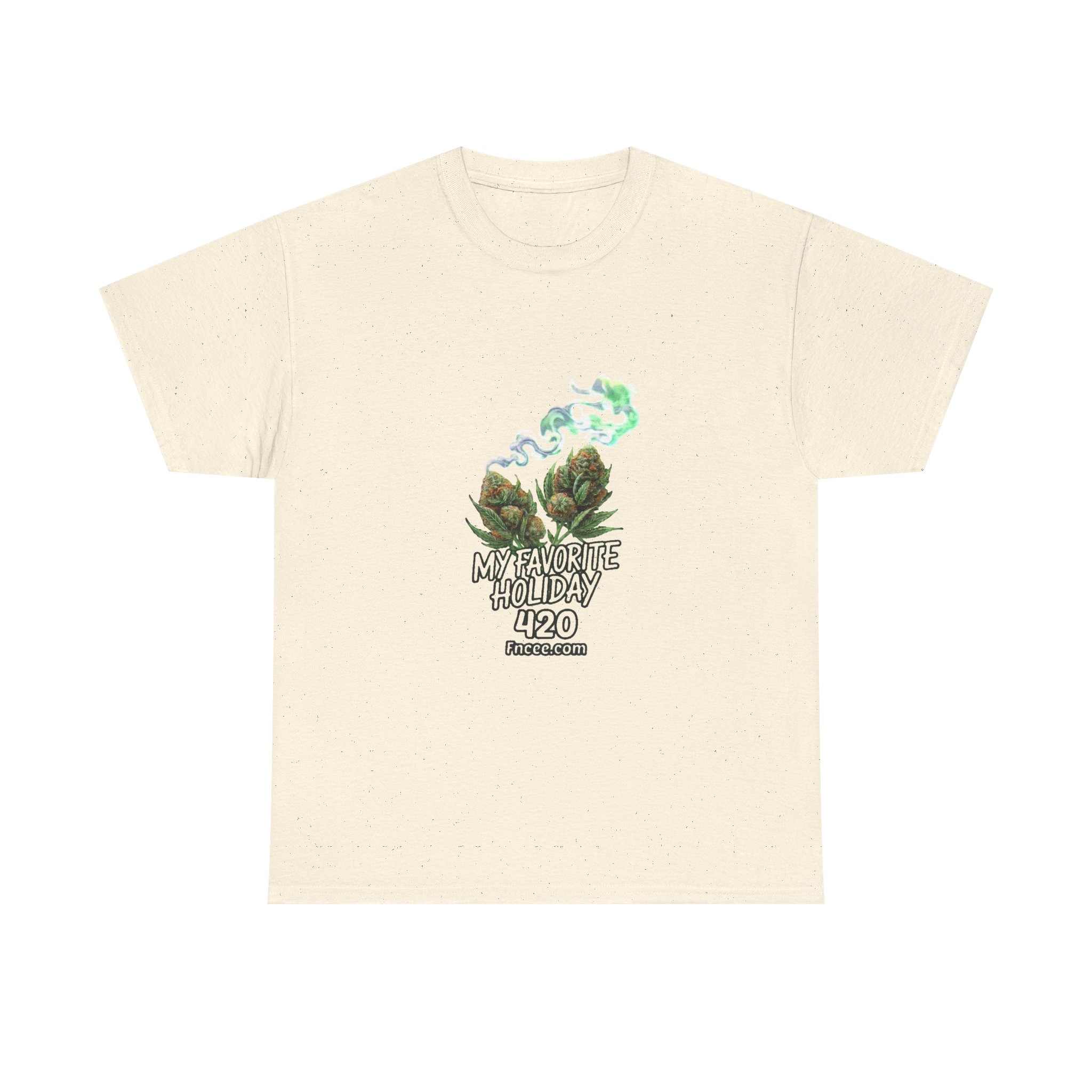 My Favorite Holiday 420 Tee — Green Smoke on Natural Cotton Shirt