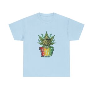 Thug Bud Tee — Cartoon Bud Character on Light Blue Shirt